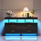 HNEBC Nightstand Set of 2 with Charging Station, Auto LED Night Stand with by HNEBC
