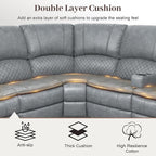 Yolsali Manual Reclining Sectional Sofa Set, 5 Seats 1+1+3 Leather Reclining - Image 4