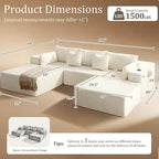 108" Cloud Sectional Couch, Comfort U Shaped Boneless Couch - Image 2