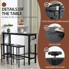 Finnhomy 52.7" Industrial Bar Table Set - Image 7