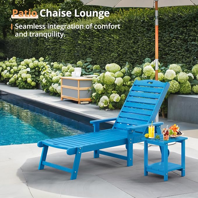 LUE BONA Lounge Chair Outdoor, HDPS Chaise Lounge Outdoor - Image 2