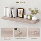 Acovy 16 Inch Floating Shelves, 3D Textured Wood Grain, Wooden Shelves - Image 5