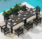 SERWALL HDPE Dining Set for 8: 2 Umbrella Hole Tables + 8 Chairs. Includes 8 by SERWALL