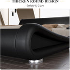 SHA CERLIN Full Size Upholstered Bed Frame, Deluxe Low Profile Sleigh Bed - Image 6