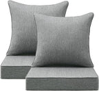 Outdoor Deep Seat & Back Cushion Set, 24 x 24 Inch Water Repellent and Fade by Supflourishia