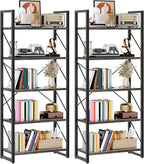 DWVO 5 Tier Bookshelf 2 Pack, Industrial Bookshelves Open Shelf Bookcase - Image 7