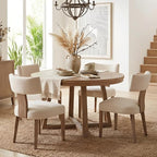 HNY Mid Century Modern Dining Chairs Set of 6, Farmhouse Linen Fabric - Image 8