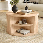 LINSY HOME Round Coffee Table, 31.5" Drum Coffee Table - Image 2