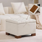 WUTUTUEE 24" Square Fabric Storage Ottoman by WUTUTUEE