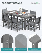 SERWALL 5 Piece Patio Dining Sets, Outdoor HDPE Dining Furniture Set - Image 5