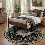 RELEANY Area Rugs Round 8ft Washable Non-Slip, Floral Vintage Distress Print - Image 3