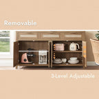 HOKYHOKY 2 Piece Rattan Sideboard Buffet Cabinet, Boho Storage Cabinet - Image 7