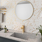 FunStick 24"x200" Off White and Gold Marble Peel and Stick Wallpaper Self - Image 6