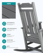 SERWALL Oversized Outdoor Rocking Chair Set of 4, All Weather Patio Rocking - Image 6
