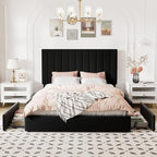 Allewie Full Size Storage Bed Frame, Vertical Channel Tufted Adjustable - Image 3