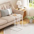 Easy Paws Small C Shaped End Table Set of 2, Glass Couch Side Snack Table - Image 7