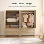 SICOTAS Armoire Wardrobe Closet, Larger Rattan Armoires Wardrobe Cabinet - Image 7