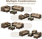 LOUVIXA 7 Piece Outdoor Patio Furniture Set, Rattan Chairs Glass Table Wicker - Image 4