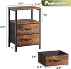 Huuger Night Stand with 2 Drawers, Bed Side Table with Open Shelf, Wooden Top - Image 3