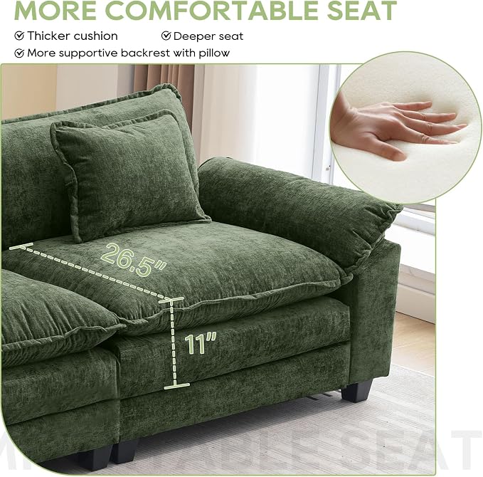 Oprisen 53" Modular Sectional Sofa, Comfy Cloud Couch Sectional Sofa - Image 4