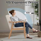 Modern Accent Chair with Arm Rest, Upholstered Linen Fabric Leisure Chair with - Image 5