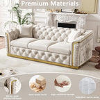 Luxury Chesterfield Sofa Set of 2, Velvet Tufted Couch Victorian Black and Gold - Image 6