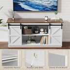 YESHOMY Farmhouse TV Stand for Televisions up to 65 Inches, Sliding Barn Doors - Image 6