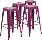 Flash Furniture Kai Commercial Grade 4 Pack 30" High Backless Purple by FlashFurniture