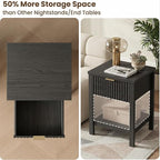 Fluted Night Stand with Golden Handle, Bedside Table with Storage Shelf - Image 4