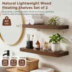 fuqing 20 Inch Floating Shelves | 6.7 Inch Deep Dark Wood Floating Shelves - Image 3
