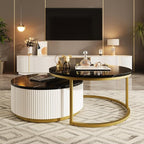 27.6" Modern Round Nesting Coffee Table Fluted - Image 7
