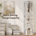 YOWOS Rotating Bookshelf Tower, 360° Display Spinning Bookcase, Bamboo - Image 4