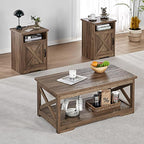 AMERLIFE 3-Piece Farmhouse Table Set Includes Coffee Table& Two End Tables by AMERLIFE