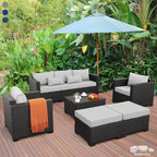 Rattaner Patio Wicker Furniture Set 6 Pieces Outdoor HDPE Wicker Conversation by Rattaner