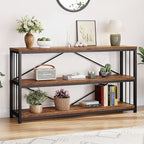 LVB Industrial Console Entryway Table, Metal Wood Rustic Sofa Table by LVB
