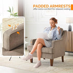 VINGLI Brown Accent Chair, Mid Century Modern Chairs, Upholstered Armchair - Image 3