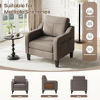 Accent Chair for Living Room Modern Linen Upholstered Armchair Side Wooden - Image 4