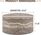 Round Coffee Table, 23.6" Modern Grey Faux Marble Drum Coffee Table, Round - Image 2