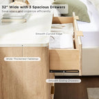 T4TREAM Fluted 3 Drawers Nightstand, Oversized Extra Large Modern Side Table - Image 5
