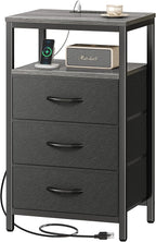 Huuger Nightstand with Charging Station, 27.6 Inch End Table Bedside Table with - Image 9