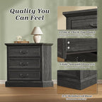 Huuger Nightstand with Charging Station, 3 Drawer Night Stand Set of 2 - Image 8