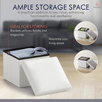 Ornavo Home Small Storage Ottoman Foldable Collapsible Cube Square Linen - Image 3