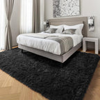 PAGISOFE 4x6 Fluffy Bedroom Rugs Black Modern Living Room Area Rug Fuzzy Shaggy - Image 5