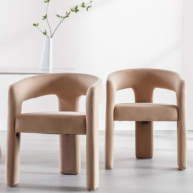 RIVOVA Modern Barrel Dining Chairs Set of 5, Velvet Upholstered Accent Side - Image 7