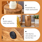 12'' Boho Cylinder Side Table for Living Room, Natural Wood Accent Tables - Image 7