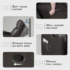 Lexicon Manual Reclining Loveseat, Faux Leather Loveseat Recliner, Wall Hugger - Image 3