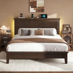 Lifezone Queen Bed Frame with Headboard, Solid Wood Bed Frame Queen Size with by Lifezone