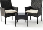 Sweetcrispy 3 Piece Patio Furniture Set, All-Weather Outdoor Conversation Set by Sweetcrispy