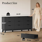 BORNOON 63" Long Dresser for Bedroom, 9-Drawer Fluted Dresser, Extra-Wide Wood - Image 2