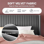 Allewie Queen Size Velvet Bed Frame/Vertical Channel Tufted Wingback - Image 6